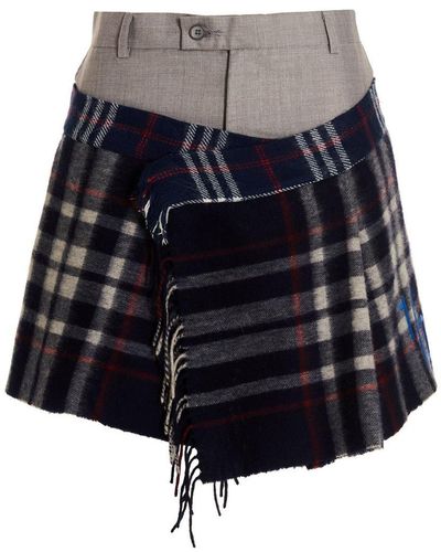 1/OFF 'Check Scarf Reworked' Skirt - Blue