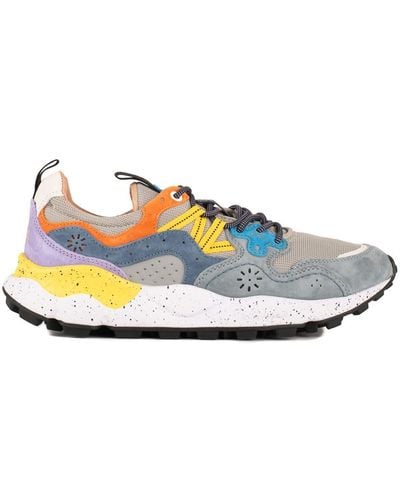 Flower Mountain Yamano 3 Trainers In Suede And Technical Fabric Multicolour - Blue