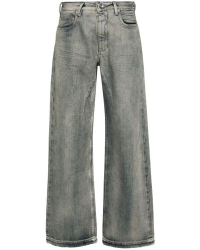 Rick Owens Wide Leg Denim Jeans - Gray