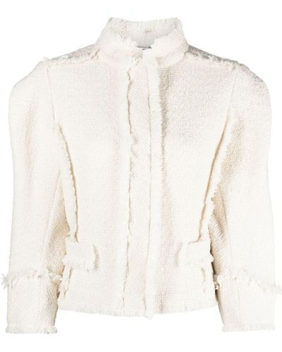 Alberta Ferretti Bouclé Single-breasted Jacket - White
