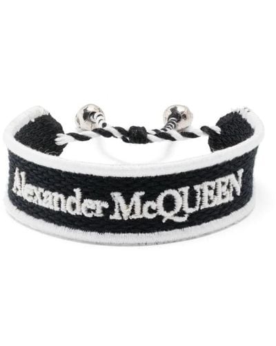 Alexander McQueen Embroidered Logo Bracelet - Black