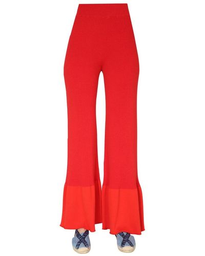 Stella McCartney Tella Mccartney Ribbed Knit Trousers - Red