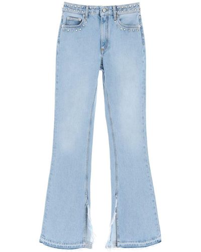 Alessandra Rich Flared Jeans With Studs - Blue