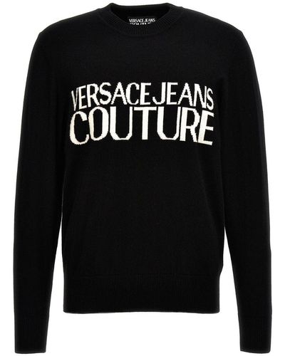Versace Jeans Couture Logo Intarsia Jumper Jumper, Cardigans - Black