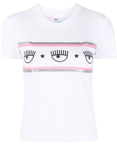 Chiara Ferragni Eye-print Cotton T-shirt - White