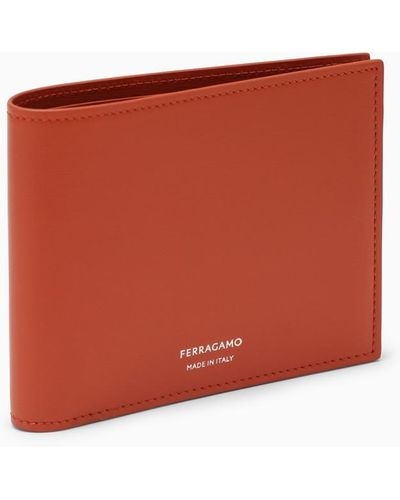 Ferragamo Terracotta Coloured Leather Wallet With Logo