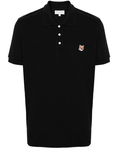 Maison Kitsuné Fox Head Cotton Polo Shirt - Black