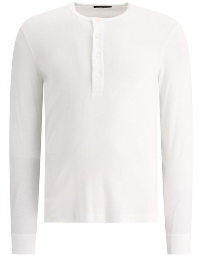 Tom Ford Lyocell Buttoned T-Shirt - White