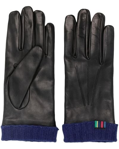 Paul Smith Logo-embroidered Leather Gloves - Black