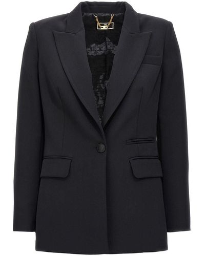 Elisabetta Franchi Single-breasted Blazer Blazer And Suits - Black