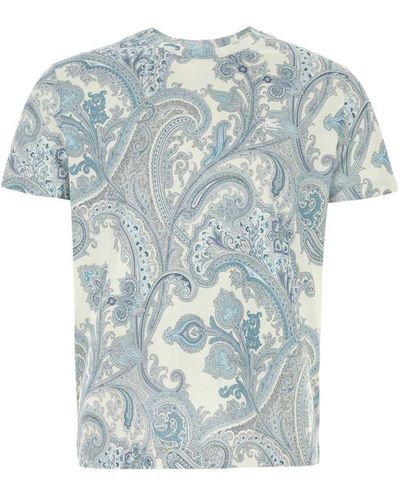 Etro Printed Cotton T-shirt - Blue