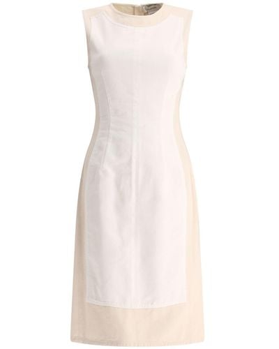 Sportmax "Yang" Double-Colour Sleeveless Dress - White