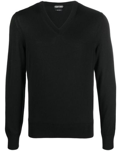 Tom Ford V-neck Wool Sweater - Black