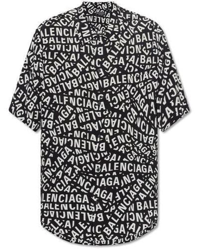 Balenciaga Printed Cotton Shirt - Black
