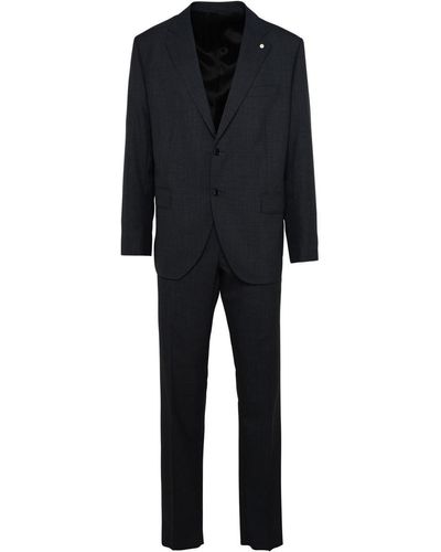Luigi Bianchi Grey Virgin Wool Suit - Black