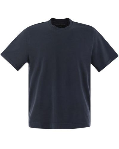 Fedeli Short-sleeved Cotton T-shirt - Blue