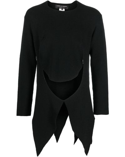 Homme by Michele Rossi + Wool Asymmetric Sweater - Black