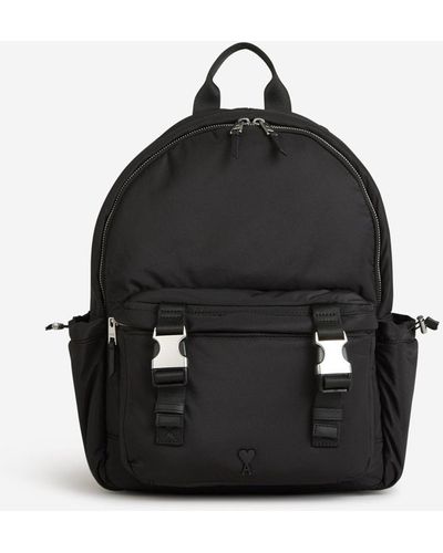 Ami Paris Buckles Canvas Backpack - Black