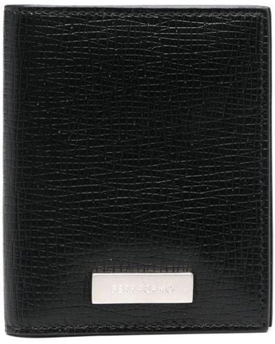 Ferragamo Logo-plaque Textured Leather Wallet - Black