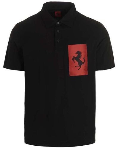 Ferrari 'Label Pocket' Polo Shirt - Black