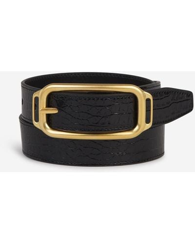 Tom Ford Croco Leather Belt - Black