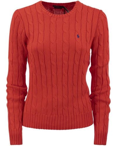 Polo Ralph Lauren Slim-fit Cable Knit - Red