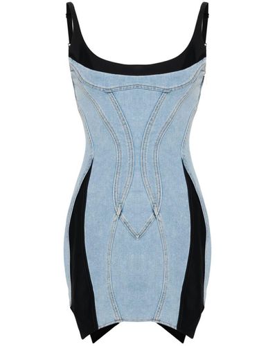 Mugler Paneled Mini Dress - Blue