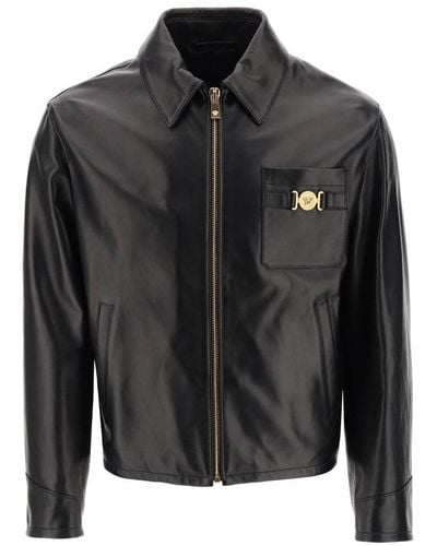 Versace Leather Blouse Jacket - Black
