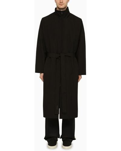 Fear Of God Wool Trench Coat With High Collar - Black