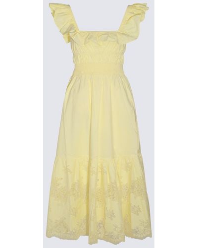 Self-Portrait Cotton Midi Dress - Yellow