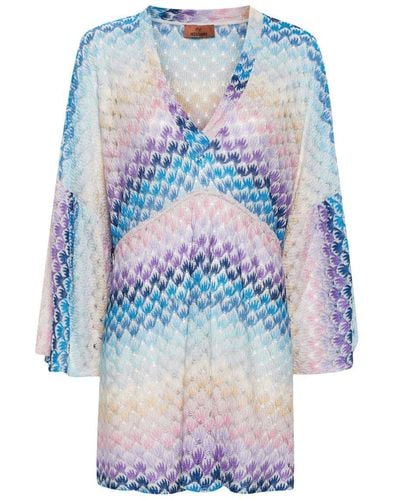 Missoni Beach Cover-Up With Zigzag Pattern - Blue