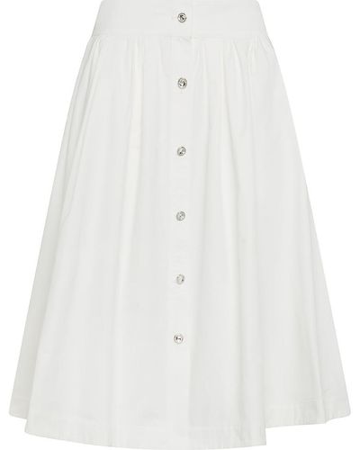 Moschino Cotton Poplin Midi Circle Skirt With Buttons - White