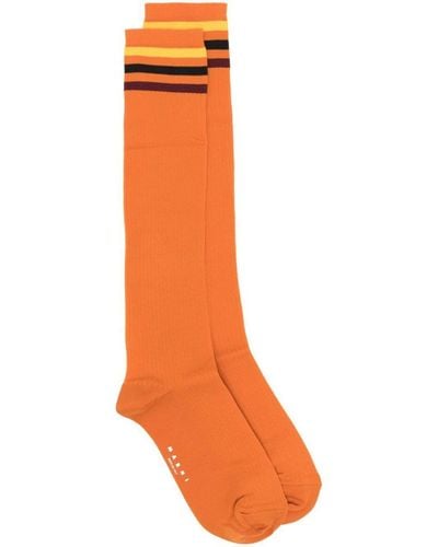 Marni Striped Ankle Socks - Orange