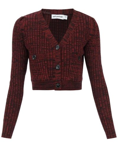 Self-Portrait Cropped Cardigan - Red