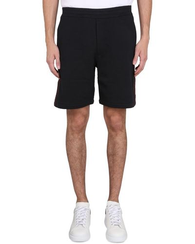 Alexander McQueen Bermuda Shorts With Selvedge Logo Band - Black
