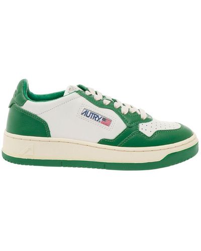Autry 'Medalist' And Low Top Sneakers With Logo Patch - Green