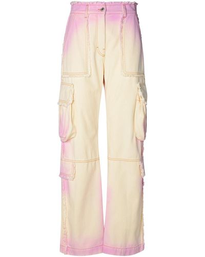 MSGM Lilac Cotton Cargo Trousers - Natural