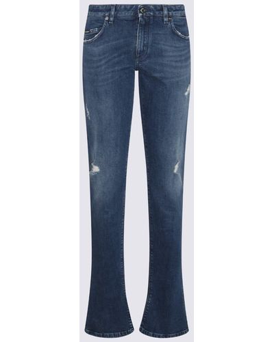 Dolce & Gabbana Dark Cotton Blend Jeans - Blue