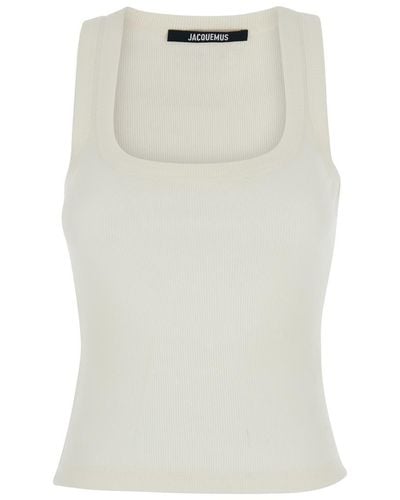 Jacquemus 'Le Debardeur' Tank Top With U Neckline And Logo Patch - White