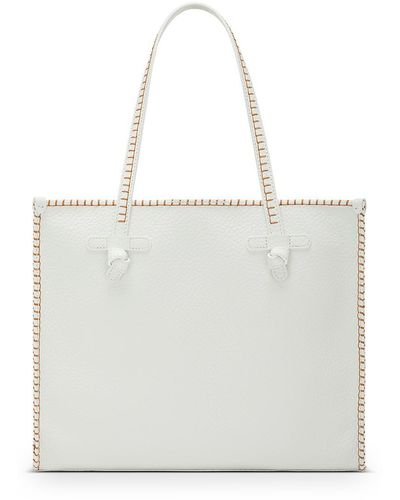 Gianni Chiarini Marcella Leather Shopping Bag With Contrasting Trim - White
