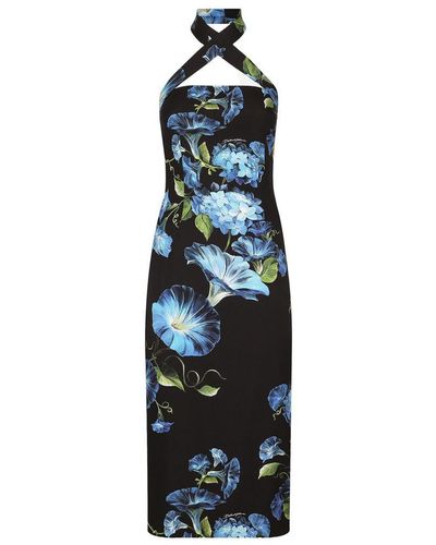 Dolce & Gabbana Charmeuse Sheath Dress - Blue