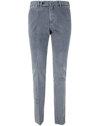 PT01 Flat Front Pants With Diagonal Pockets Clothing - Blue