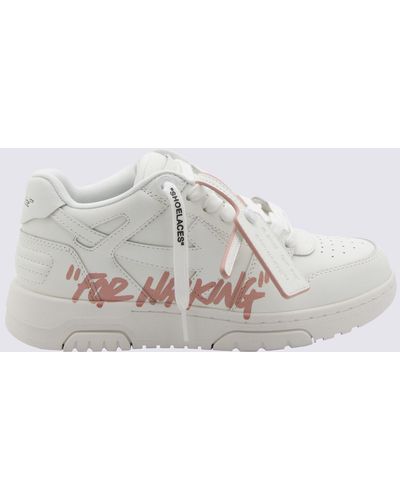 Off-White c/o Virgil Abloh White And Pink Leather Out Of Office Sneakers - Grey