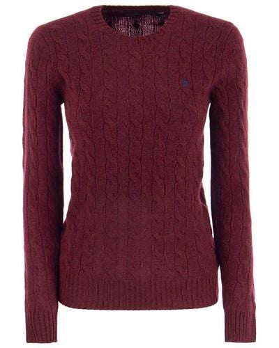 Polo Ralph Lauren Wool And Cashmere Cable-knit Sweater - Purple