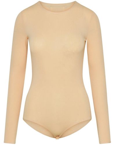 Maison Margiela Nude Viscose Blend Bodysuit - Natural