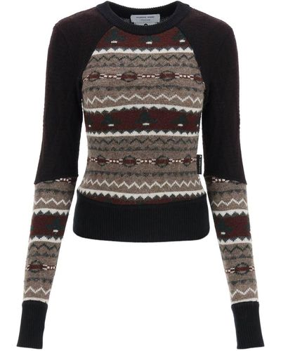 Marine Serre Wool And Jersey Hybrid Sweater - Black