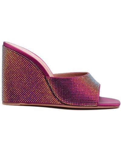 AMINA MUADDI Lupita Crystal Wedge Sandals - Purple