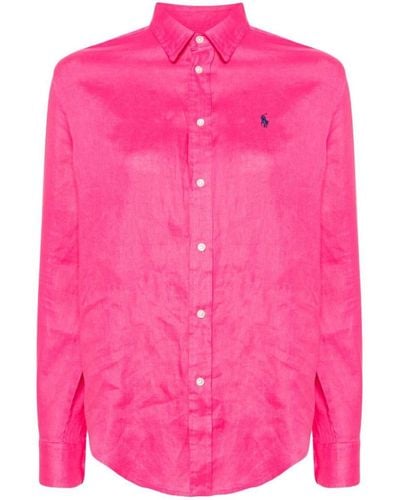 Polo Ralph Lauren Polo Pony-embroidered Linen Shirt - Pink