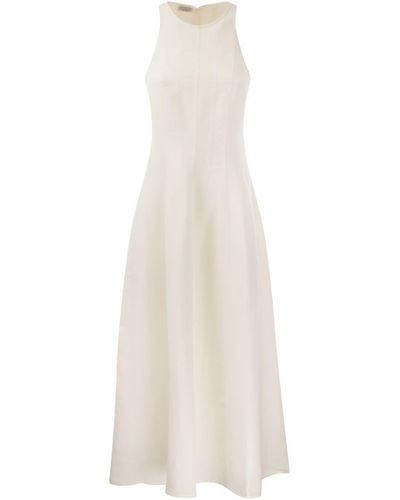 Brunello Cucinelli Fluid Viscose And Linen Twill Dress - White