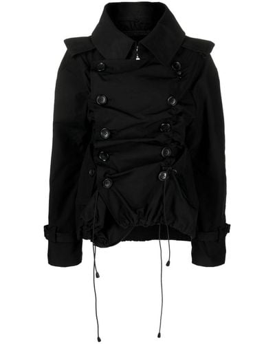 Junya Watanabe Oversized Jacket With Ruffles - Black